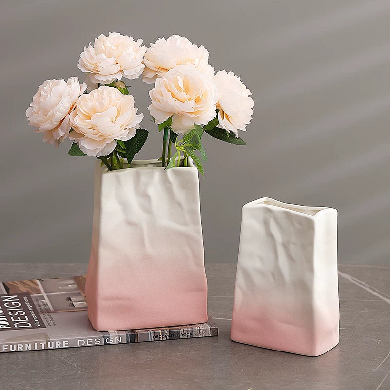 Ceramic paper bag vase