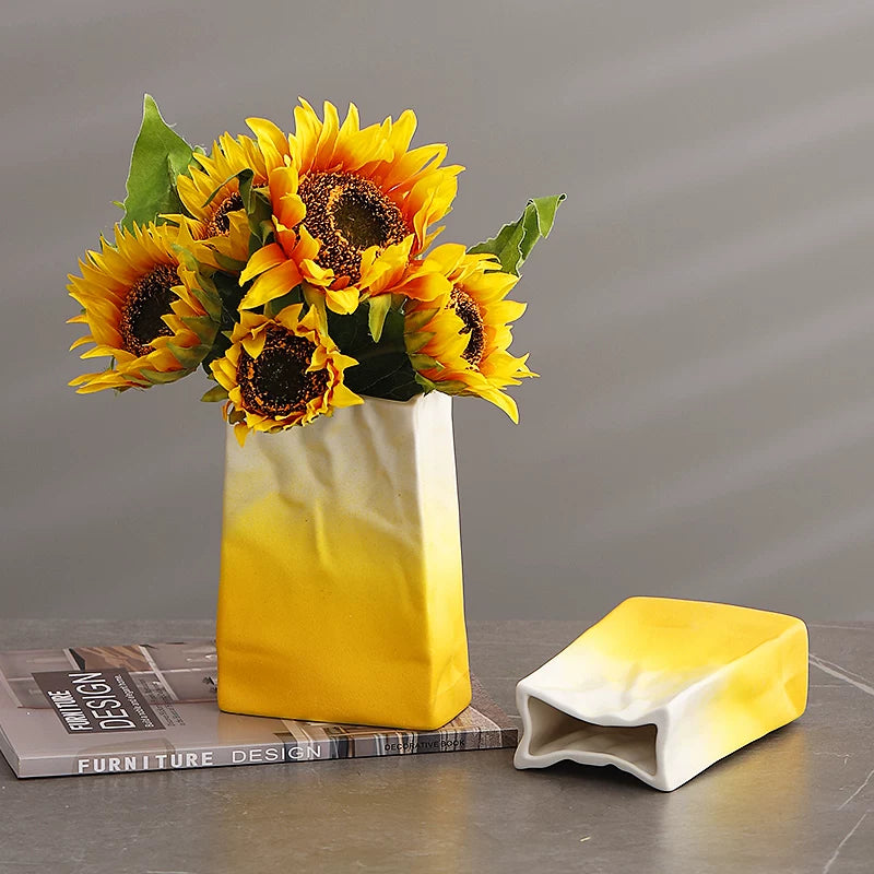 Ceramic paper bag vase