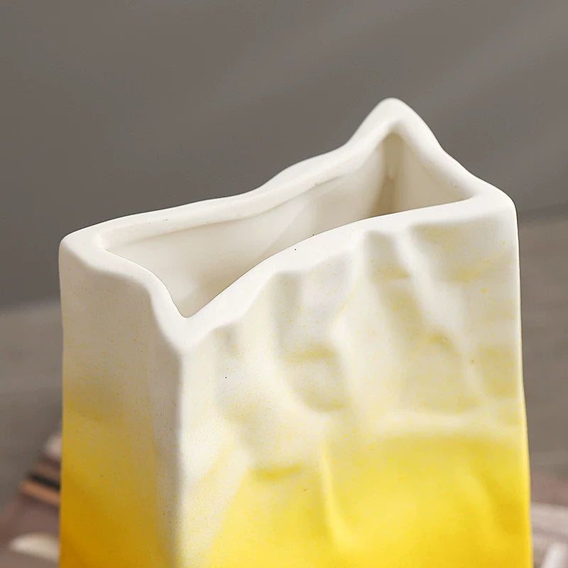 Ceramic paper bag vase
