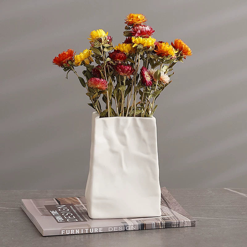 Ceramic paper bag vase