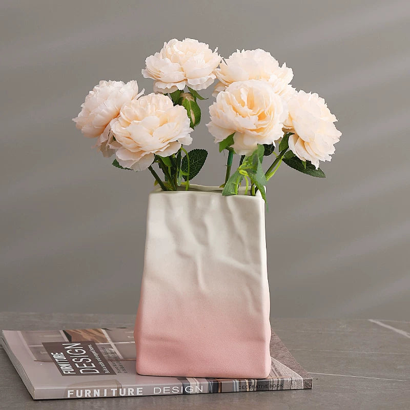 Ceramic paper bag vase