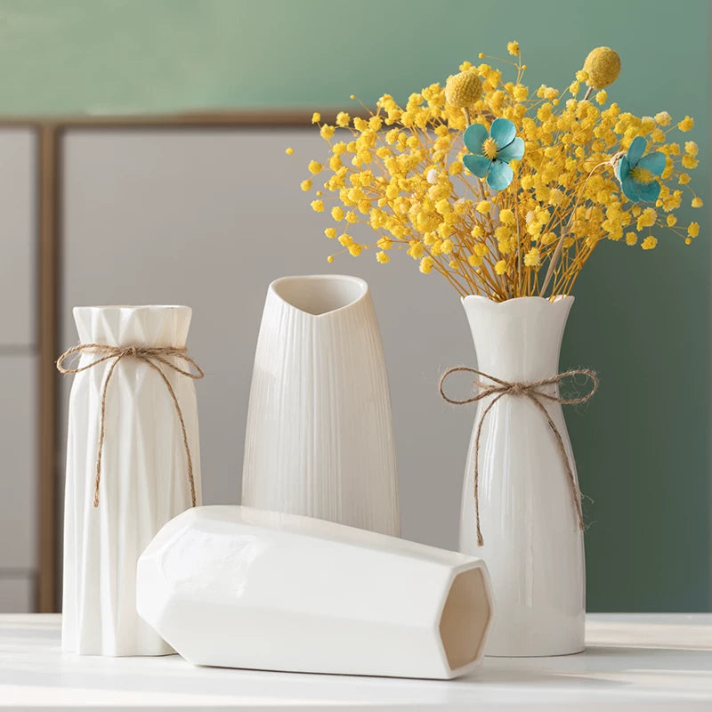 White minimalist ceramic vase