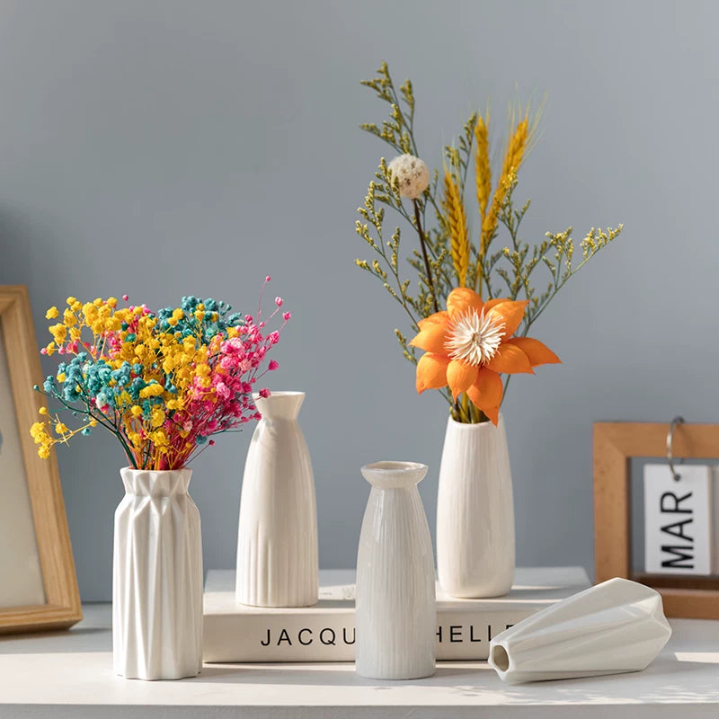 White minimalist ceramic vase