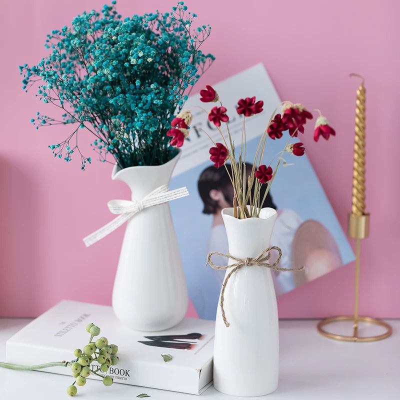 White minimalist ceramic vase