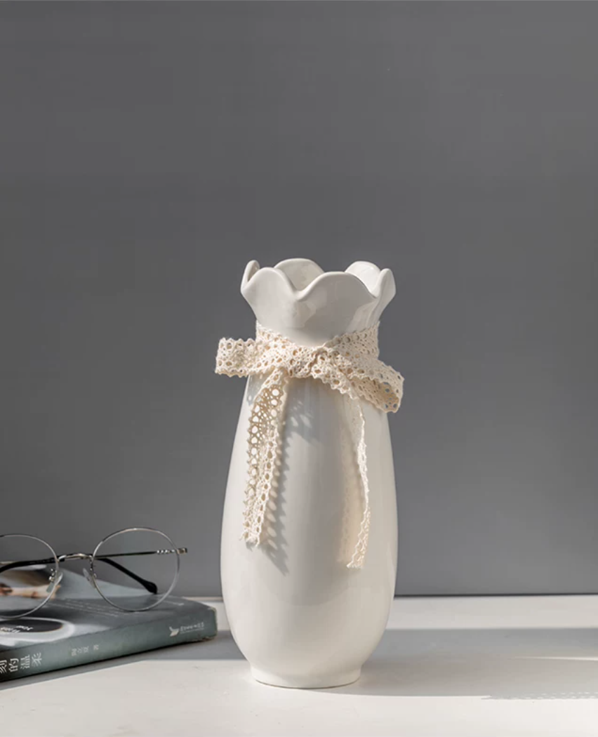 White minimalist ceramic vase